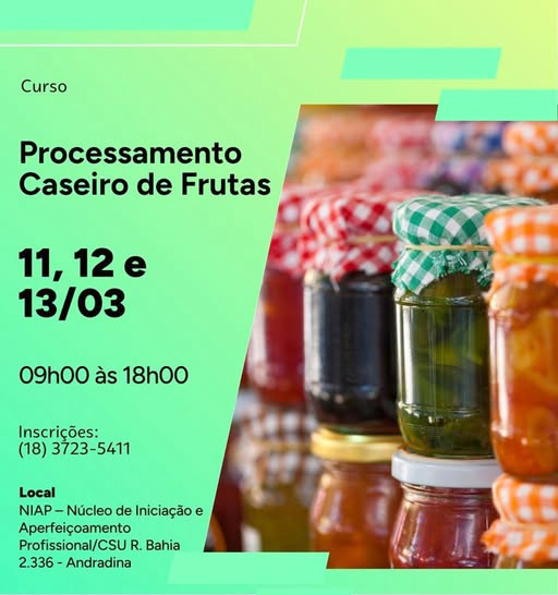 Inscrições Abertas para Capacitação de Produtores Rurais e Artesãos em Andradina
