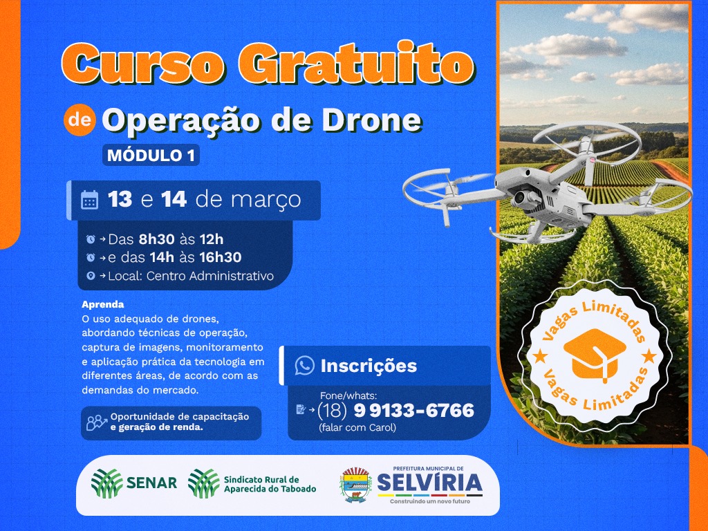 Curso Gratuito de Operação de Drones em Selvíria: Inscrições Abertas