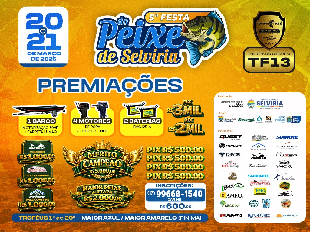 Inscrições Abertas para o Tucuna Free na 5ª Festa do Peixe em Selvíria