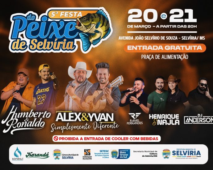 5ª Festa do Peixe de Selvíria contará com Humberto e Ronaldo e Alex e Yvan