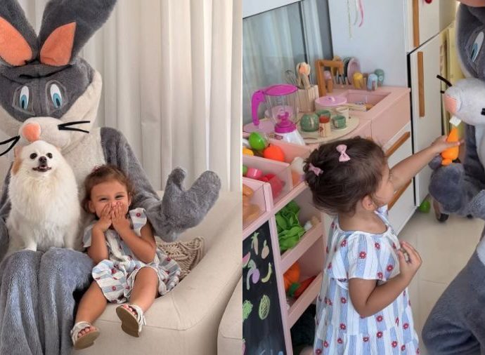 Amanda Kimberlly Surpreende Filha com Fantasia de Coelho da Páscoa