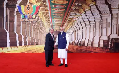 India’s Prime Minister Narendra Modi shakes hands with United Nations Secretary-General Antonio Guterres at Bharat Mandapam, the venue of BRICS Summit in New Delhi, India, September 13, 2026. India's Ministry of External Affairs/Handout via REUTERS THIS IMAGE HAS BEEN SUPPLIED BY A THIRD PARTY. NO ARCHIVES. NO RESALES.