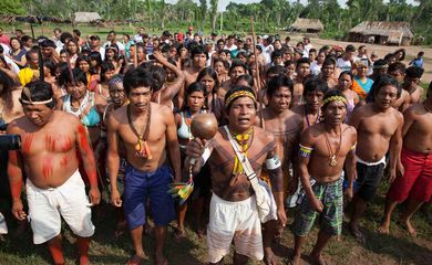 Indígenas Apinajé, Krahô, Xerente, Canela e Avá Canoeiro no encontro. Foto: Edson Prudencio/APA-TO