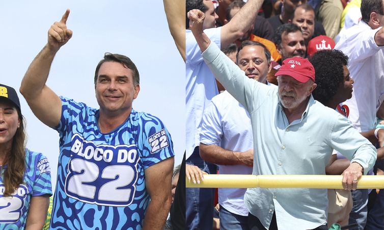 Flávio Bolsonaro e Lula reúnem apoiadores no último dia de campanha