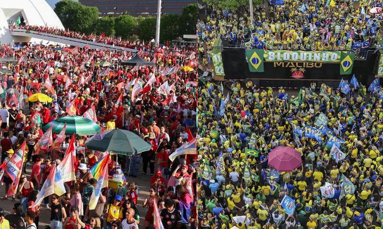 Atos de Lula e Flávio Bolsonaro reúnem apoiadores a 2 km de distância em Brasília