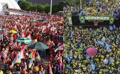 Brasília (DF), 24/10/2026 - Atos em favor dos candidatos Luiz Inácio Lula da Silva e Flávio Bolsonaro em Brasília. Foto: Rafa Neddermeyer e Lula Marques/Agencia Brasil